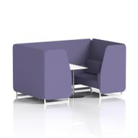 Brixworth 4 Seater Booth With White Legs And White Table With Silver Leg In Synergy Fabric - Order Panels And Sofa