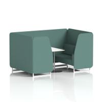 Brixworth 4 Seater Booth With White Legs And White Table With Silver Leg In Sumi Fabric - Handa Panels And Sofa