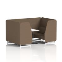 Brixworth 4 Seater Booth With White Legs And White Table With Silver Leg In Sumi Fabric - Osaka Panels And Sofa