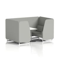 Brixworth 4 Seater Booth With White Legs And White Table With Silver Leg In Sumi Fabric - Tokyo Panels And Sofa