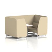 Brixworth 4 Seater Booth With White Legs And White Table With Silver Leg In Sumi Fabric - Zen Panels And Sofa