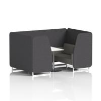 Brixworth 4 Seater Booth With White Legs And White Table With Silver Leg In X2 Fabric - Arithmetic Panels And Number Sofa