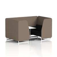 Brixworth 4 Seater Booth With White Legs And White Table With Silver Leg In X2 Fabric - Theory Panels And Diameter Sofa