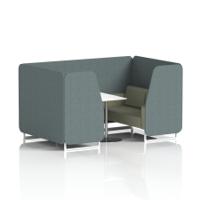 Brixworth 4 Seater Booth With White Legs And White Table With Silver Leg In Main Line Flax Fabric - Westminster Panels And Newbury Sofa