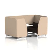 Brixworth 4 Seater Booth With White Legs And White Table With Silver Leg In Synergy Fabric - Affix Panels And Wed Sofa