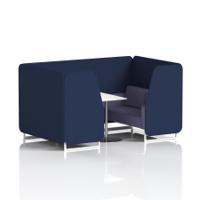 Brixworth 4 Seater Booth With White Legs And White Table With Silver Leg In Synergy Fabric - Alike Panels And Order Sofa
