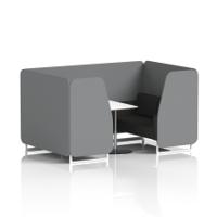 Brixworth 4 Seater Booth With White Legs And White Table With Silver Leg In Synergy Fabric - Partner Panels And Mix Sofa