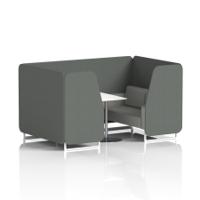 Brixworth 4 Seater Booth With White Legs And White Table With Silver Leg In Sumi Fabric - Kobe Panels And Tokyo Sofa