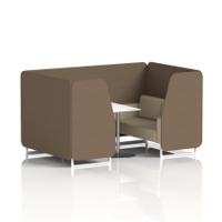 Brixworth 4 Seater Booth With White Legs And White Table With Silver Leg In Sumi Fabric - Osaka Panels And Zen Sofa