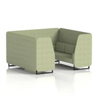 Brixworth 6 Seater Booth With Black Legs In Rivet Fabric - Burnish Panels And Sofa