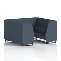 Brixworth 6 Seater Booth With Black Legs In Rivet Fabric - Crucible Panels And Sofa