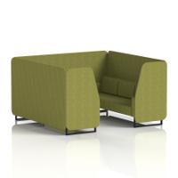 Brixworth 6 Seater Booth With Black Legs In Rivet Fabric - Olive Panels And Sofa