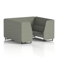 Brixworth 6 Seater Booth With Black Legs In Rivet Fabric - Vitreous Panels And Sofa