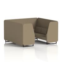 Brixworth 6 Seater Booth With Black Legs In Main Line Flax Fabric - Bank Panels And Sofa