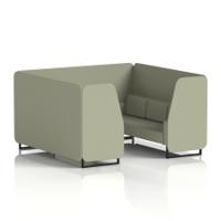 Brixworth 6 Seater Booth With Black Legs In Main Line Flax Fabric - Newbury Panels And Sofa