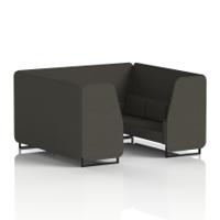 Brixworth 6 Seater Booth With Black Legs In Main Line Flax Fabric - Temple Panels And Sofa