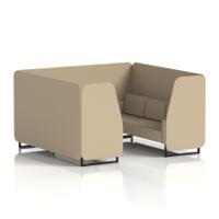 Brixworth 6 Seater Booth With Black Legs In Main Line Flax Fabric - Upminster Panels And Sofa