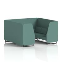 Brixworth 6 Seater Booth With Black Legs In Sumi Fabric - Handa Panels And Sofa