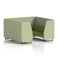 Brixworth 6 Seater Booth With Black Legs In Rivet Fabric - Burnish Panels And Olive Sofa