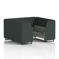 Brixworth 6 Seater Booth With Black Legs In Rivet Fabric - Charcoal Panels And Vitreous Sofa