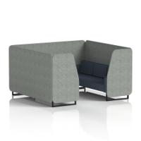 Brixworth 6 Seater Booth With Black Legs In Rivet Fabric - Prime Panels And Crucible Sofa