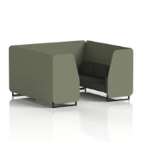 Brixworth 6 Seater Booth With Black Legs In Main Line Flax Fabric - Monument Panels And Temple Sofa