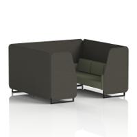 Brixworth 6 Seater Booth With Black Legs In Main Line Flax Fabric - Temple Panels And Monument Sofa