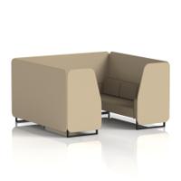 Brixworth 6 Seater Booth With Black Legs In Main Line Flax Fabric - Upminster Panels And Bank Sofa