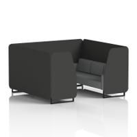 Brixworth 6 Seater Booth With Black Legs In Synergy Fabric - Mix Panels And Partner Sofa