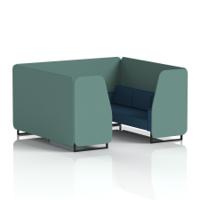 Brixworth 6 Seater Booth With Black Legs In Sumi Fabric - Handa Panels And Uto Sofa