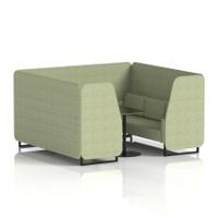 Brixworth 6 Seater Booth With Black Legs And Black Table With Black Leg In Rivet Fabric - Burnish Panels And Sofa