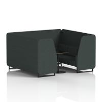 Brixworth 6 Seater Booth With Black Legs And Black Table With Black Leg In Rivet Fabric - Charcoal Panels And Sofa