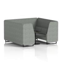 Brixworth 6 Seater Booth With Black Legs And Black Table With Black Leg In Rivet Fabric - Prime Panels And Sofa
