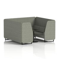 Brixworth 6 Seater Booth With Black Legs And Black Table With Black Leg In Rivet Fabric - Vitreous Panels And Sofa