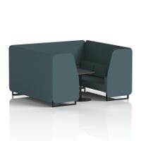 Brixworth 6 Seater Booth With Black Legs And Black Table With Black Leg In X2 Fabric - Polygon Panels And Sofa