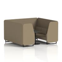 Brixworth 6 Seater Booth With Black Legs And Black Table With Black Leg In Main Line Flax Fabric - Bank Panels And Sofa