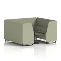 Brixworth 6 Seater Booth With Black Legs And Black Table With Black Leg In Main Line Flax Fabric - Newbury Panels And Sofa