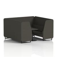 Brixworth 6 Seater Booth With Black Legs And Black Table With Black Leg In Main Line Flax Fabric - Temple Panels And Sofa