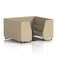 Brixworth 6 Seater Booth With Black Legs And Black Table With Black Leg In Main Line Flax Fabric - Upminster Panels And Sofa