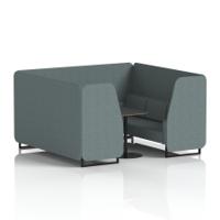 Brixworth 6 Seater Booth With Black Legs And Black Table With Black Leg In Main Line Flax Fabric - Westminster Panels And Sofa