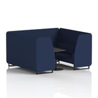 Brixworth 6 Seater Booth With Black Legs And Black Table With Black Leg In Synergy Fabric - Alike Panels And Sofa