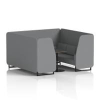 Brixworth 6 Seater Booth With Black Legs And Black Table With Black Leg In Synergy Fabric - Partner Panels And Sofa