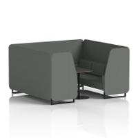 Brixworth 6 Seater Booth With Black Legs And Black Table With Black Leg In Sumi Fabric - Kobe Panels And Sofa