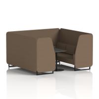Brixworth 6 Seater Booth With Black Legs And Black Table With Black Leg In Sumi Fabric - Osaka Panels And Sofa