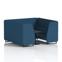 Brixworth 6 Seater Booth With Black Legs And Black Table With Black Leg In Sumi Fabric - Uto Panels And Sofa