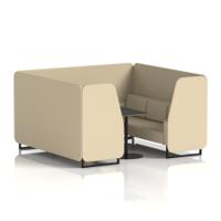 Brixworth 6 Seater Booth With Black Legs And Black Table With Black Leg In Sumi Fabric - Zen Panels And Sofa