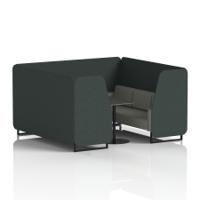 Brixworth 6 Seater Booth With Black Legs And Black Table With Black Leg In Rivet Fabric - Charcoal Panels And Vitreous Sofa
