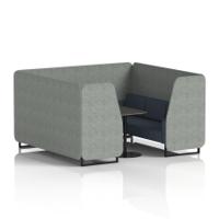 Brixworth 6 Seater Booth With Black Legs And Black Table With Black Leg In Rivet Fabric - Prime Panels And Crucible Sofa