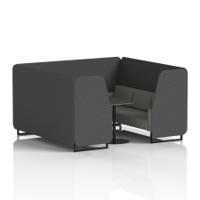 Brixworth 6 Seater Booth With Black Legs And Black Table With Black Leg In X2 Fabric - Arithmetic Panels And Number Sofa
