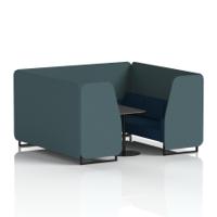 Brixworth 6 Seater Booth With Black Legs And Black Table With Black Leg In X2 Fabric - Polygon Panels And Calculus Sofa